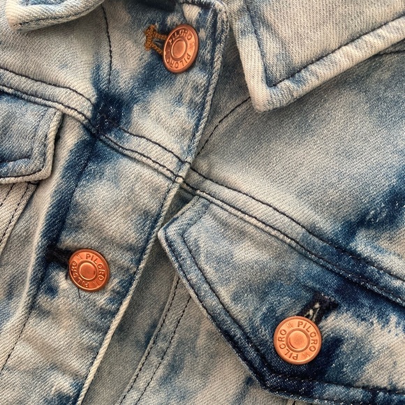 Pilcro Tie Dye Trucker Jacket Anthropologie Frayed Denim Jacket Large L - Picture 5 of 9